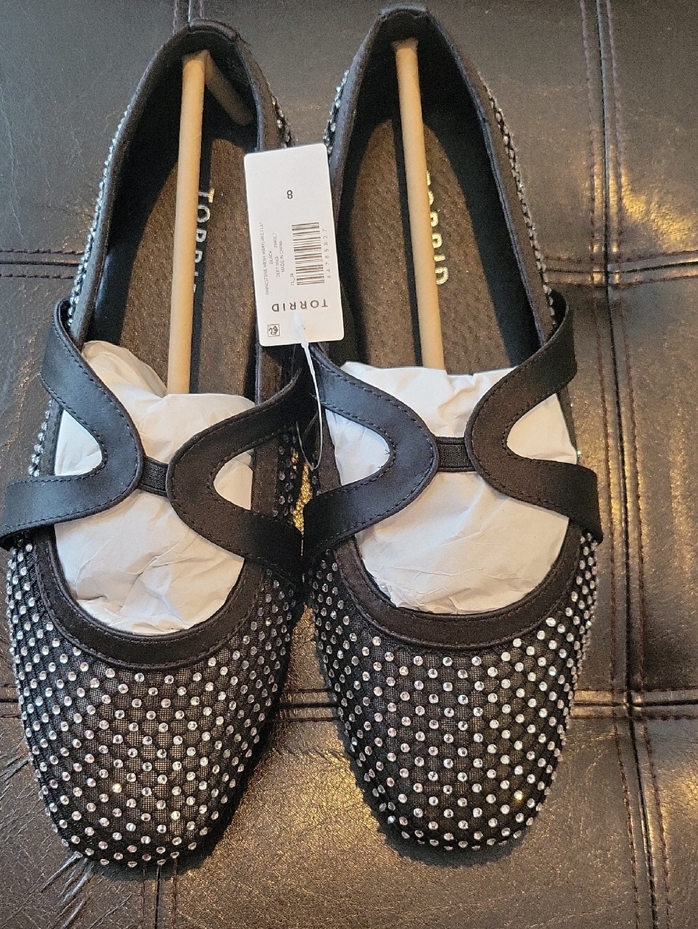torrid Black Rhinestone Mary Jane Flats with Cutout Strap Accent